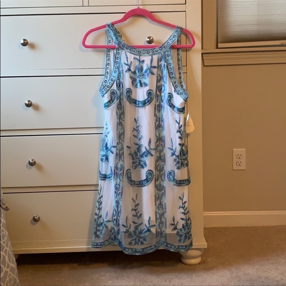 NEW!! Adorable blue and white dress
